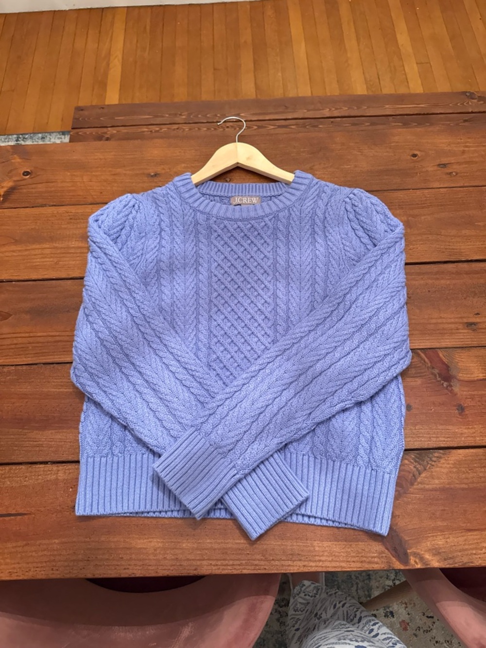 J. Crew Lavender Cable-Knit Crewneck Sweater - Picture 3 of 3